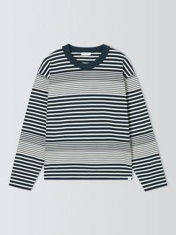 Norse Projects Long Sleeve Striped Heavyweight Cotton T-Shirt, Dark Navy, Dark Navy