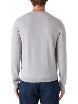 Oliver Sweeney Camber Merino Wool Crew Neck Jumper - view 2, Charcoal Marl