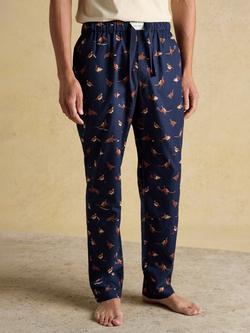 Joules Dozer Cotton Pheasant Print Pyjama Bottoms, Navy, Navy