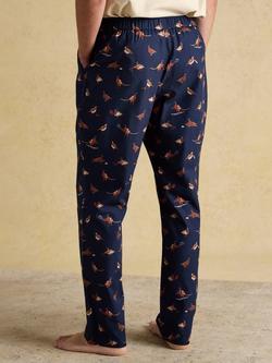 Joules Dozer Cotton Pheasant Print Pyjama Bottoms, Navy - view 2, Navy