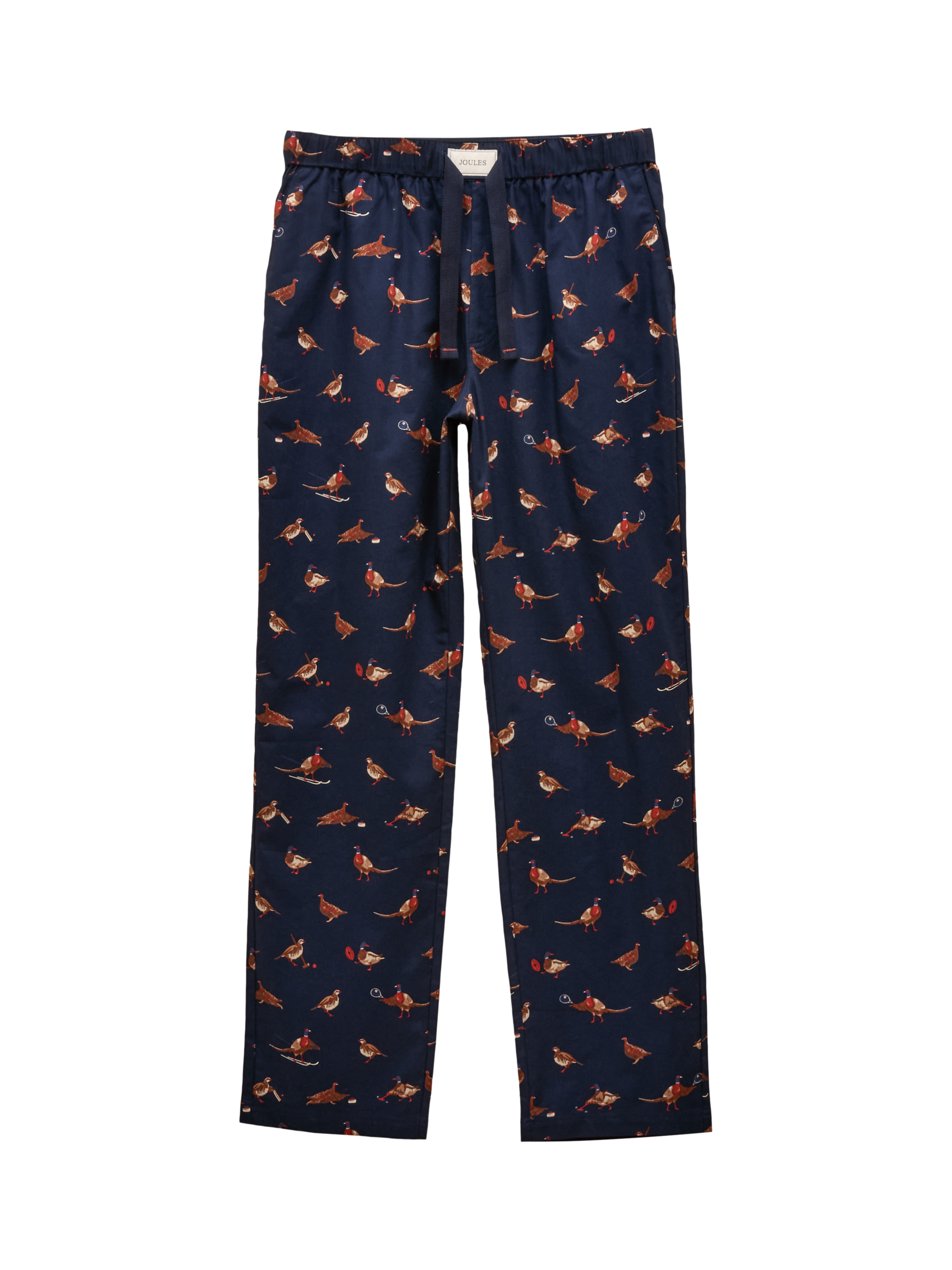 Product image 6 of 7, which shows Joules Dozer Cotton Pheasant Print Pyjama Bottoms, Navy, XL
