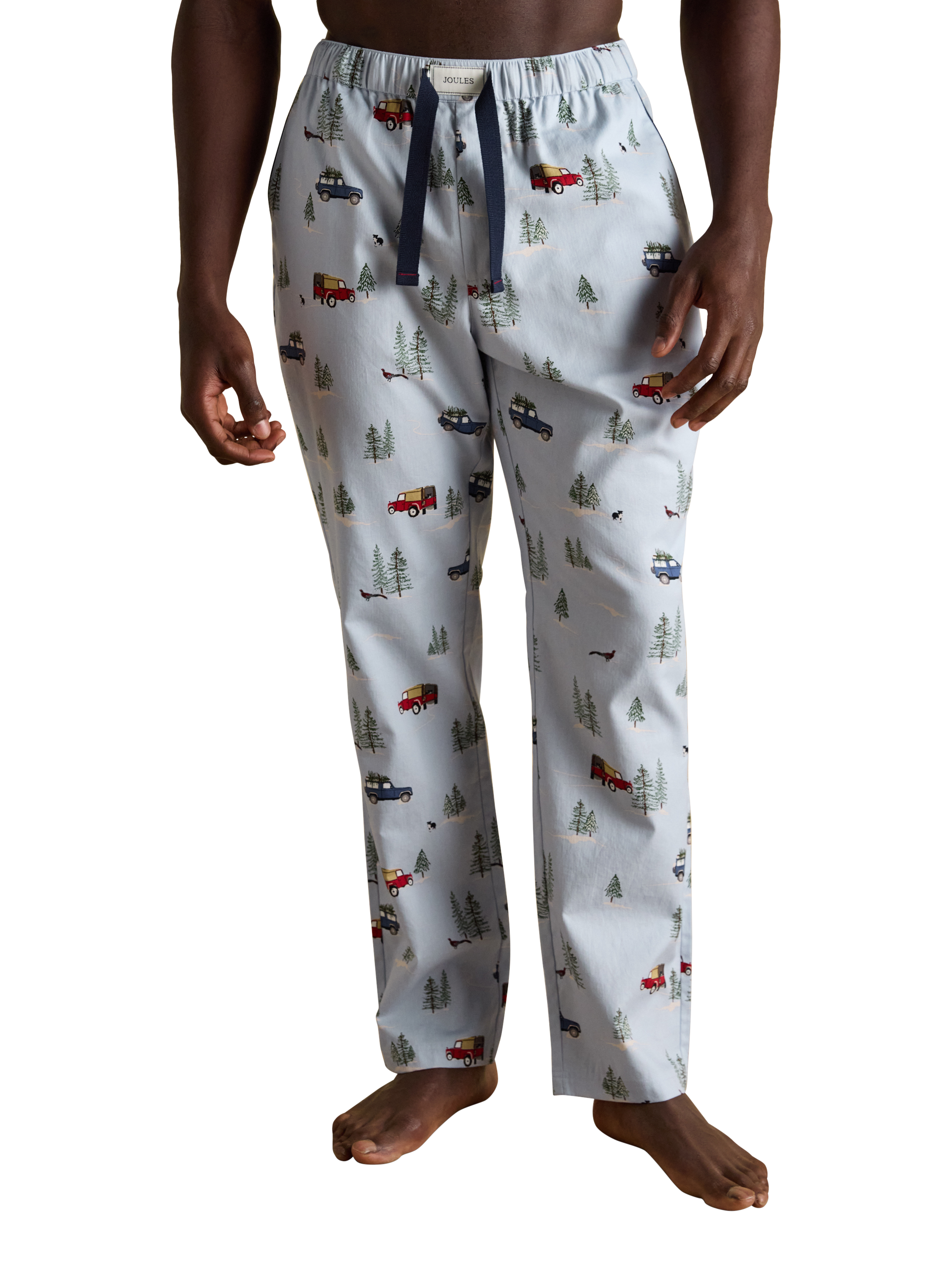 Product image 1 of 5, which shows Joules Cotton Print Pyjama Bottoms, Light Blue, S