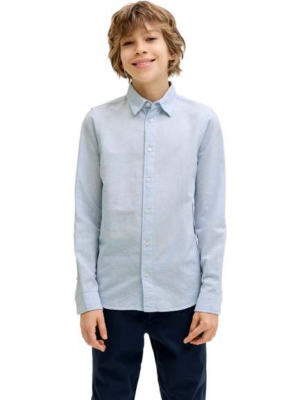 Jack & Jones Kids' Breeze Linen Blend Shirt, Celestial Blue, Celestial Blue