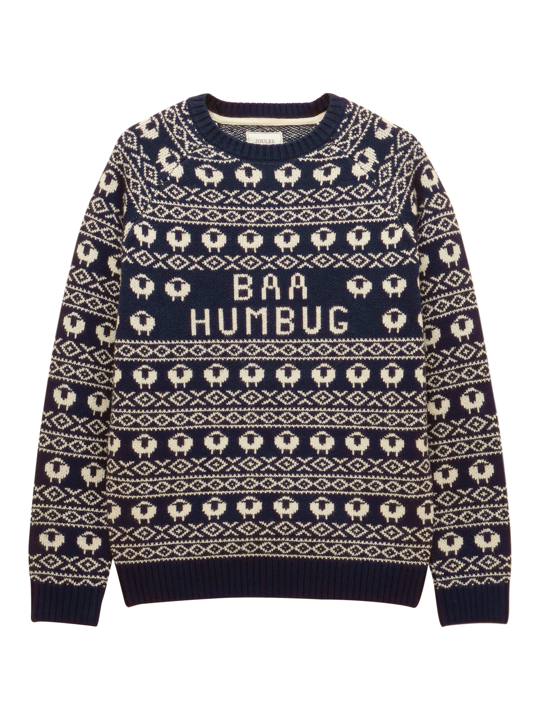 Product image 8 of 8, which shows Joules Crew Neck Christmas Jumper, Navy, S