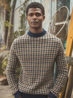 Joules Ferguson Wool Blend Houndstooth Jumper, Oatmeal, Oatmeal