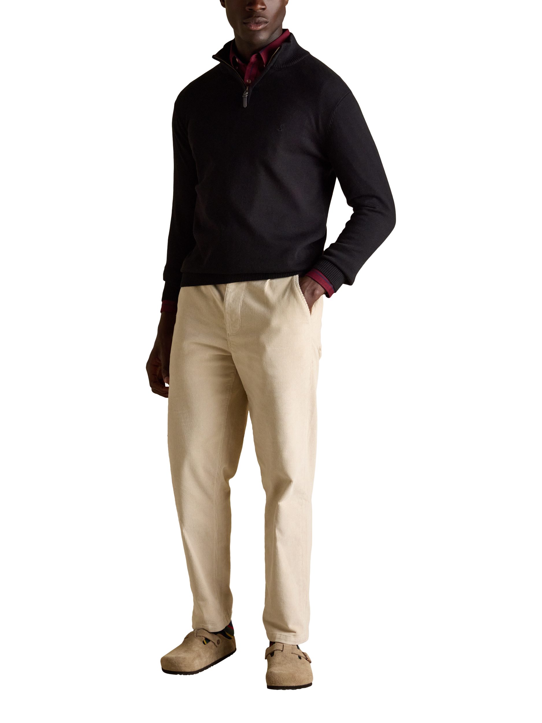 Product image 3 of 8, which shows Joules Cotton Quarter Zip Neck Jumper, Black, XXL