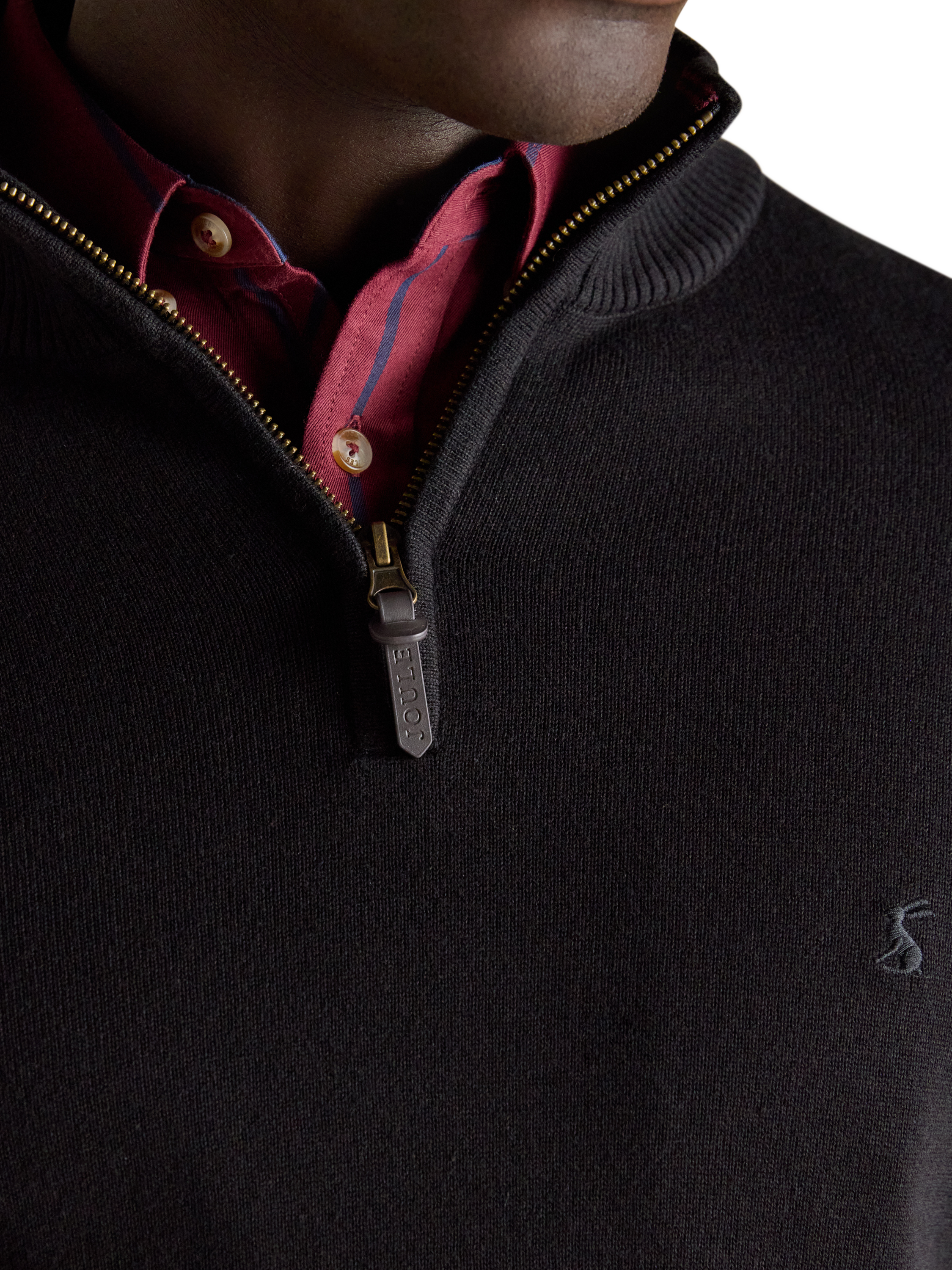 Product image 6 of 8, which shows Joules Cotton Quarter Zip Neck Jumper, Black, XXL