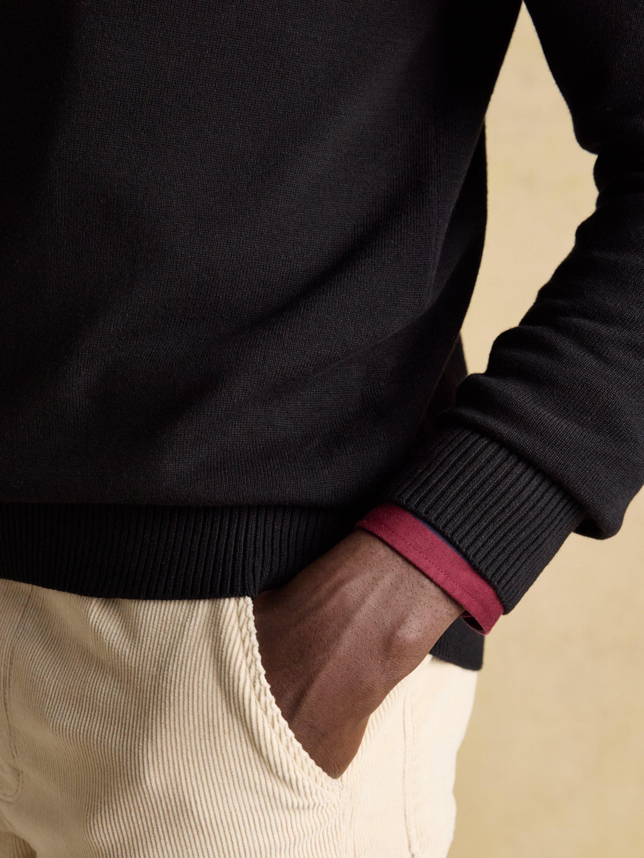 Product image 7 of 8, which shows Joules Cotton Quarter Zip Neck Jumper, Black, XXL