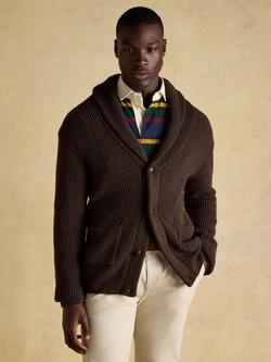 Joules Cotton Blend Shawl Cardigan, Brown