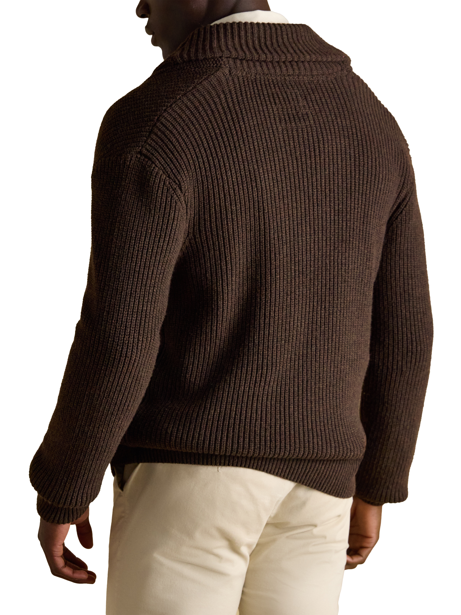 Product image 2 of 7, which shows Joules Cotton Blend Shawl Cardigan, Brown, S