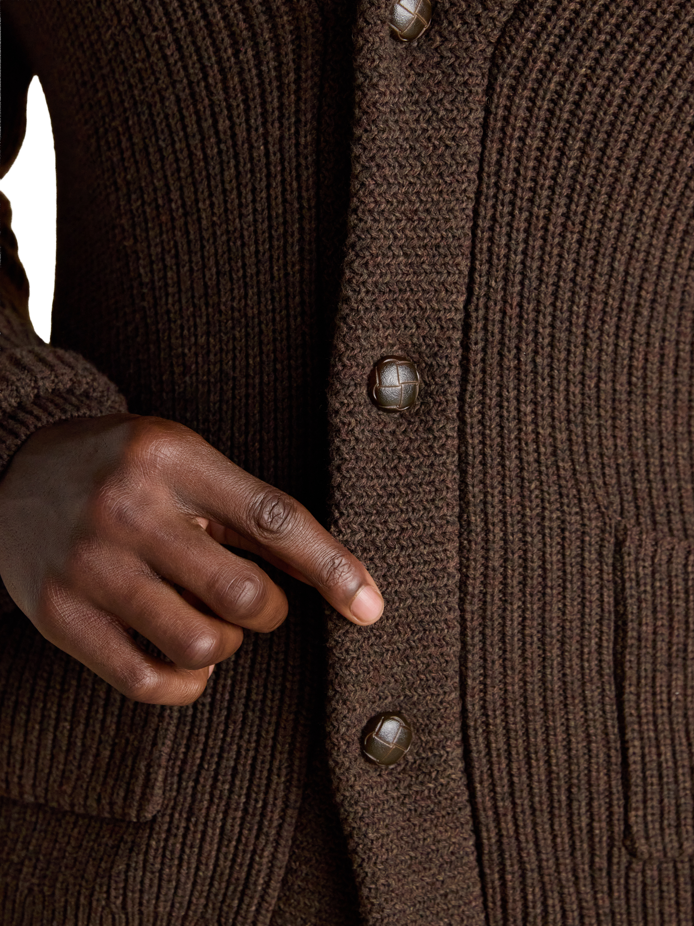 Product image 3 of 7, which shows Joules Cotton Blend Shawl Cardigan, Brown, S