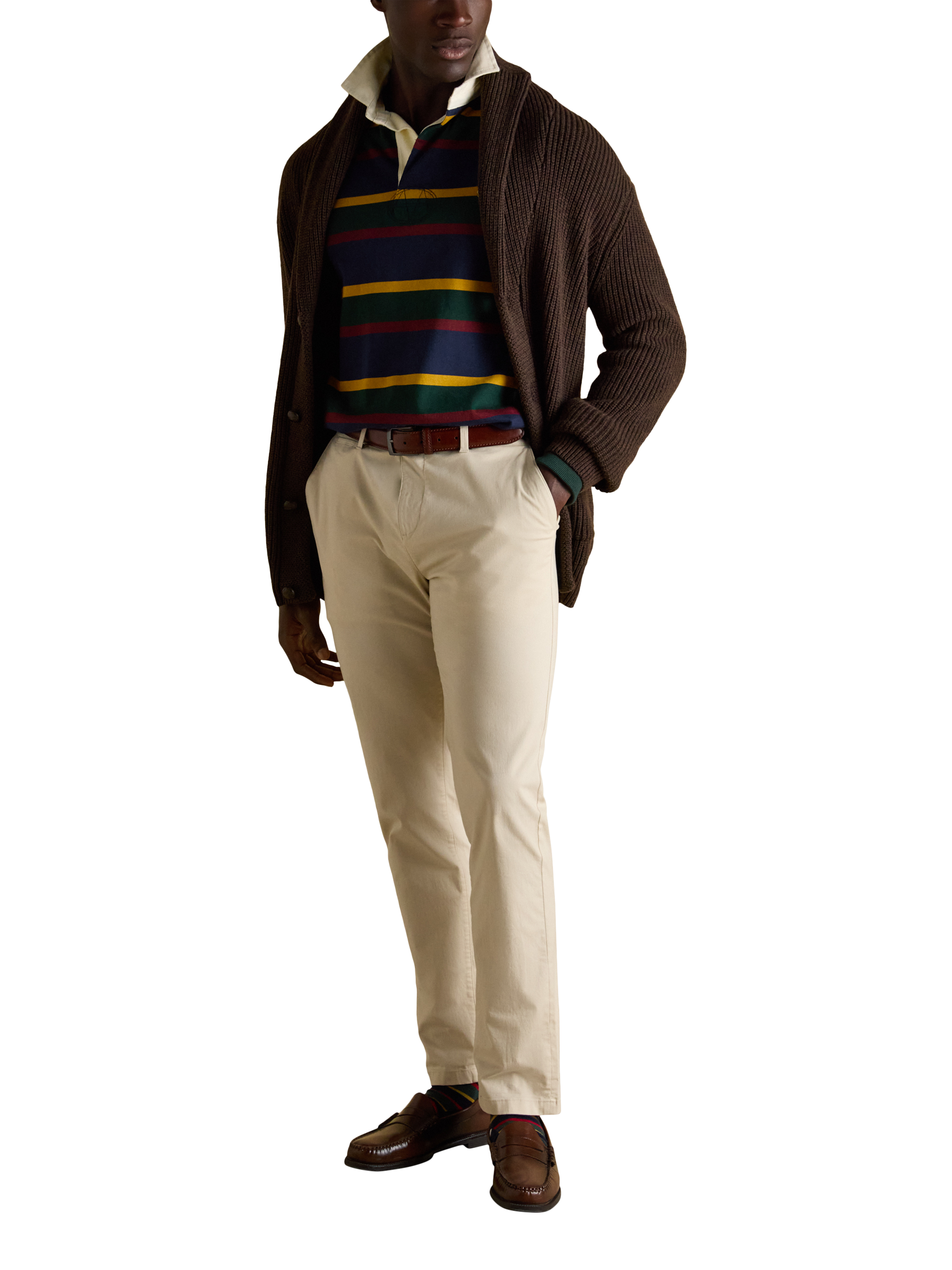 Product image 4 of 7, which shows Joules Cotton Blend Shawl Cardigan, Brown, S