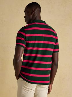Joules Woody Cotton Stripe Short Sleeve Polo Shirt - view 2, Green/Pink