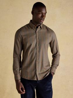 Joules Cotton Check Long Sleeve Collar Shirt, Brown