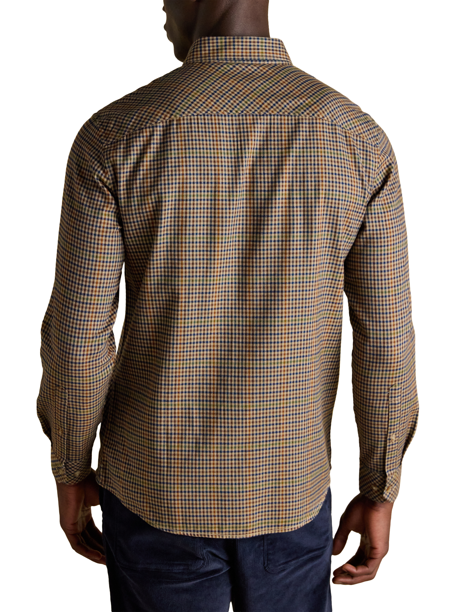 Product image 2 of 8, which shows Joules Cotton Check Long Sleeve Collar Shirt, Brown, S