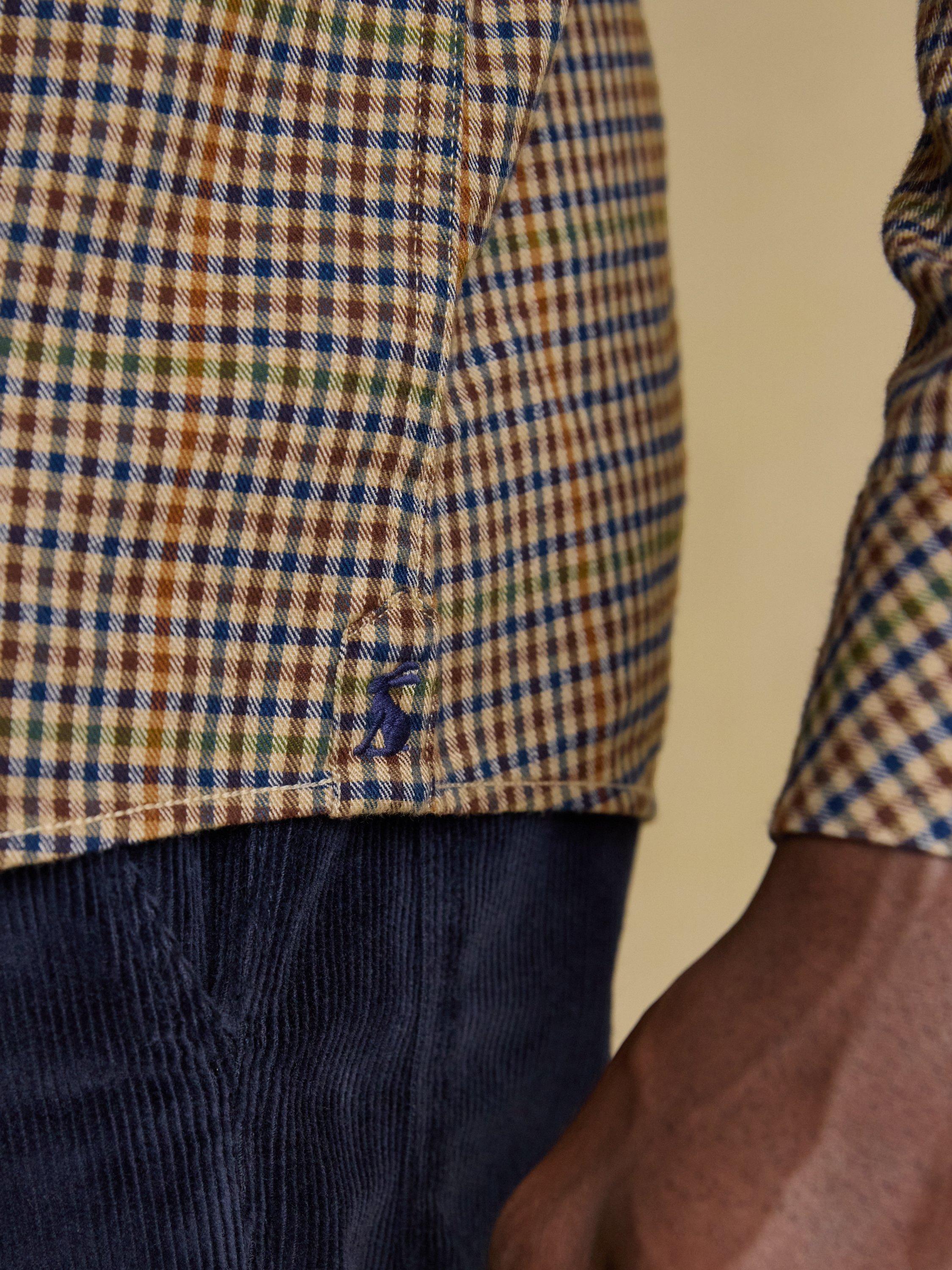 Product image 5 of 8, which shows Joules Cotton Check Long Sleeve Collar Shirt, Brown, S