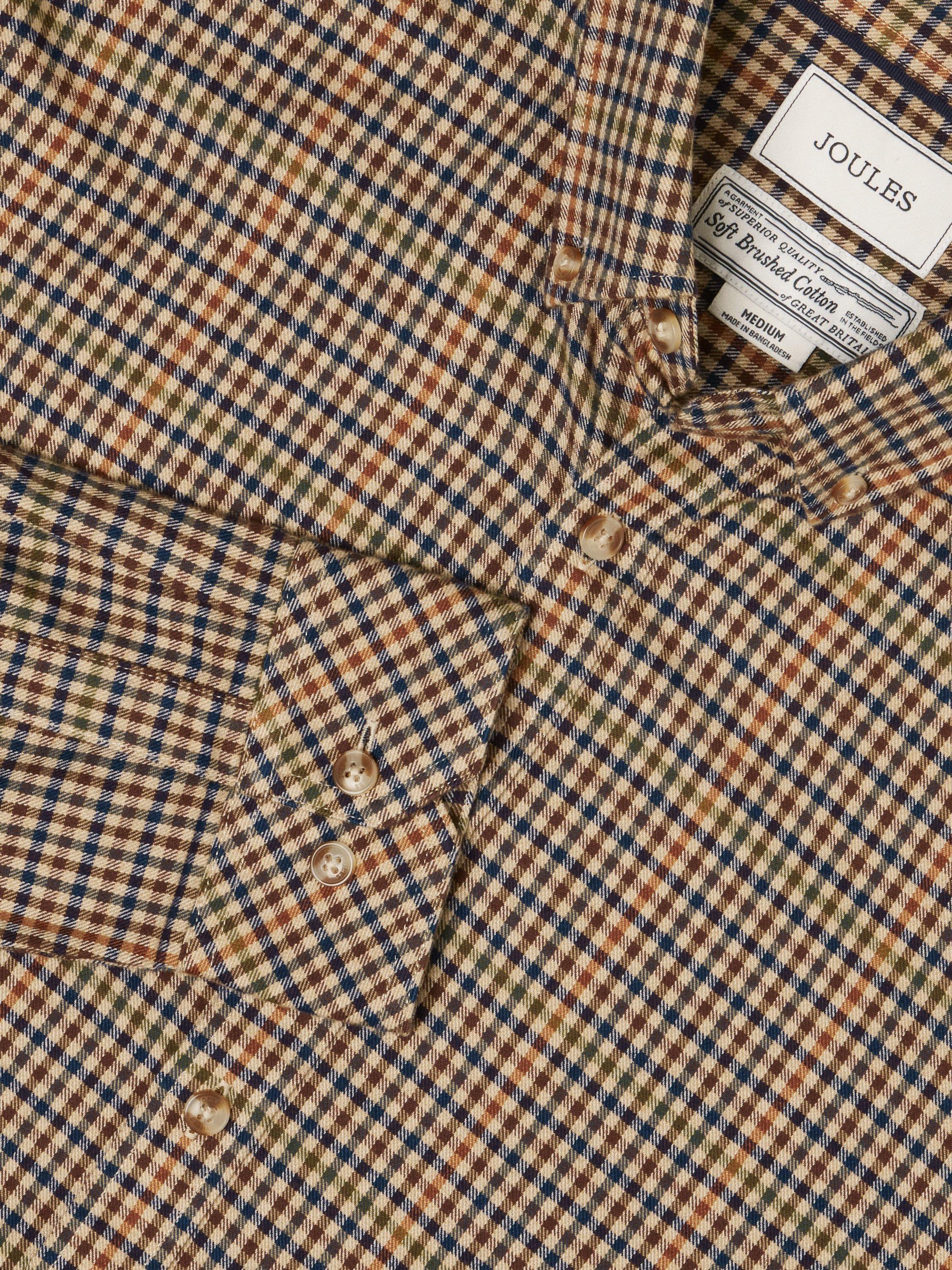 Product image 7 of 8, which shows Joules Cotton Check Long Sleeve Collar Shirt, Brown, S