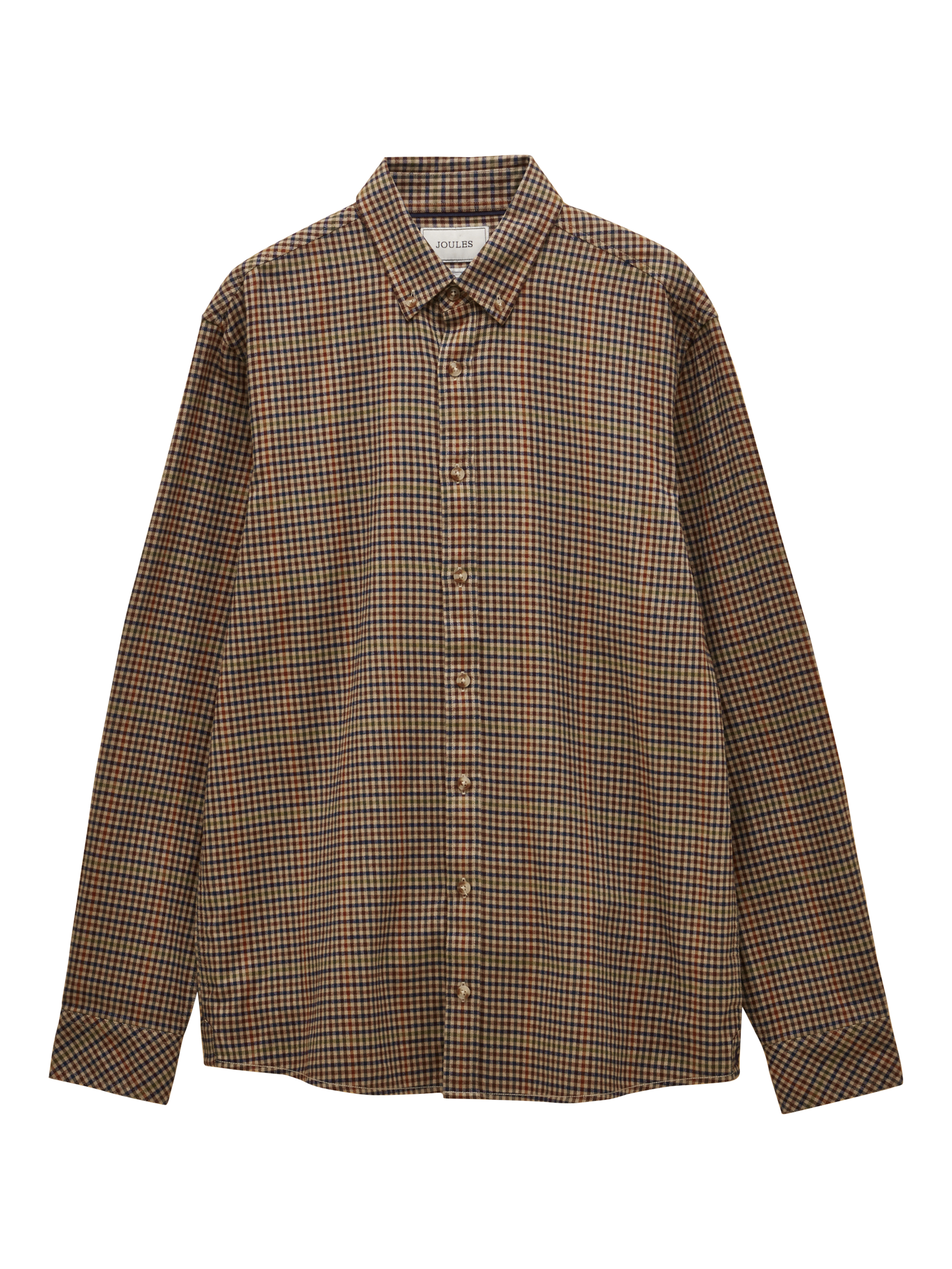 Product image 8 of 8, which shows Joules Cotton Check Long Sleeve Collar Shirt, Brown, S