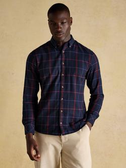 Joules Cotton Flannel Long Sleeve Collar Shirt, Navy