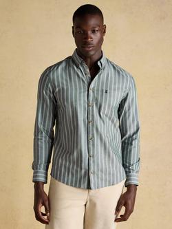 Joules Cotton Regular Fit Stripe Oxford Shirt, Green