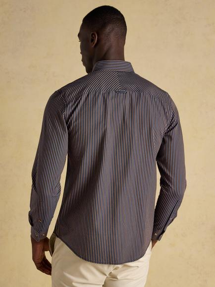 Joules Cotton Stripe Oxford Shirt - view 2, Navy