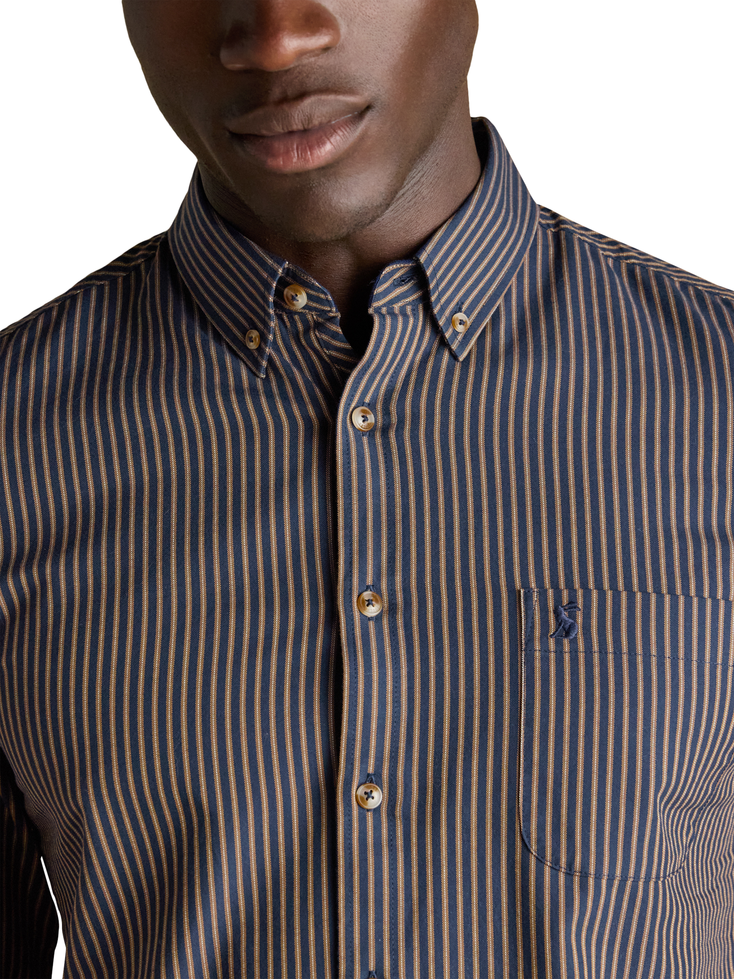 Product image 3 of 7, which shows Joules Cotton Stripe Oxford Shirt, Navy, S