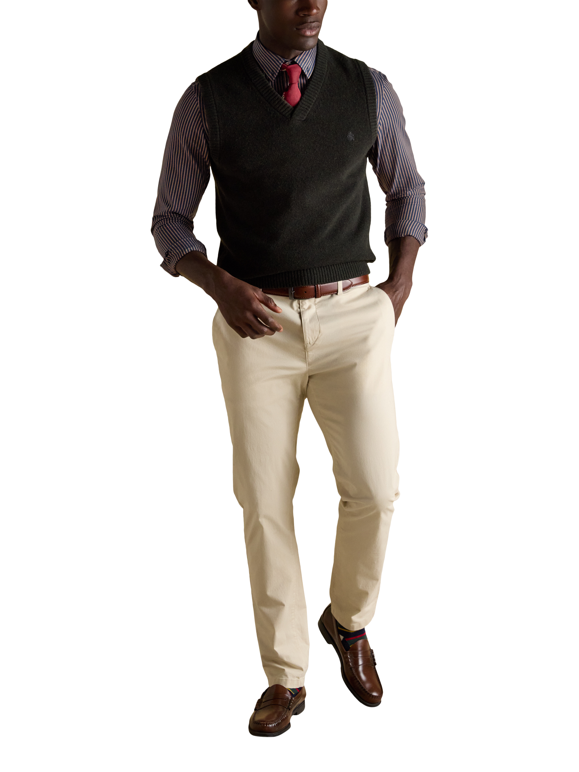 Product image 6 of 7, which shows Joules Cotton Stripe Oxford Shirt, Navy, S