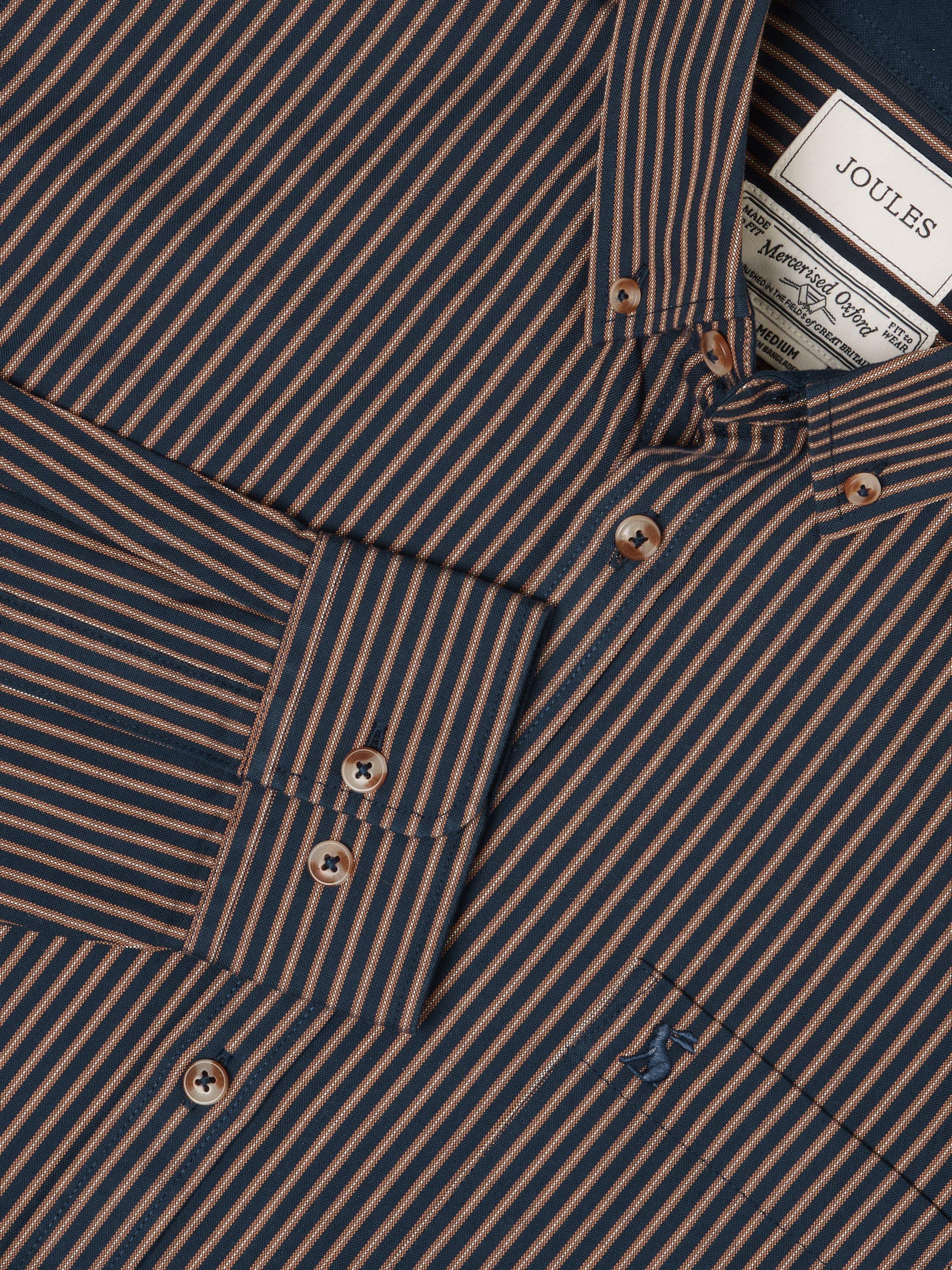 Product image 7 of 7, which shows Joules Cotton Stripe Oxford Shirt, Navy, S