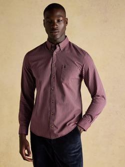 Joules Cotton Stripe Oxford Shirt, Burgundy Red