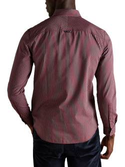 Joules Cotton Stripe Oxford Shirt - view 2, Burgundy Red