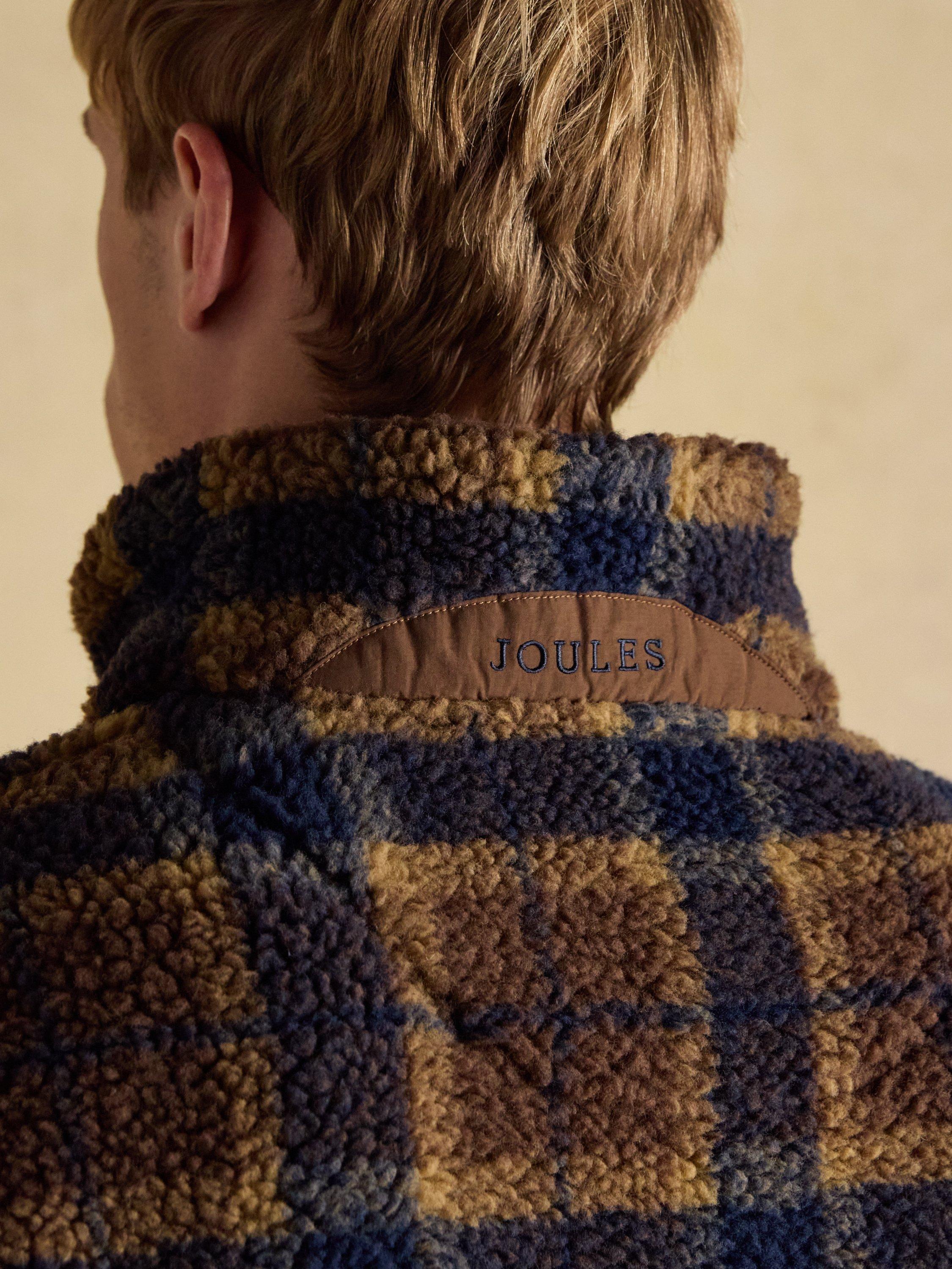 Product image 5 of 8, which shows Joules Overhead Check Borg Fleece Top, Brown, S