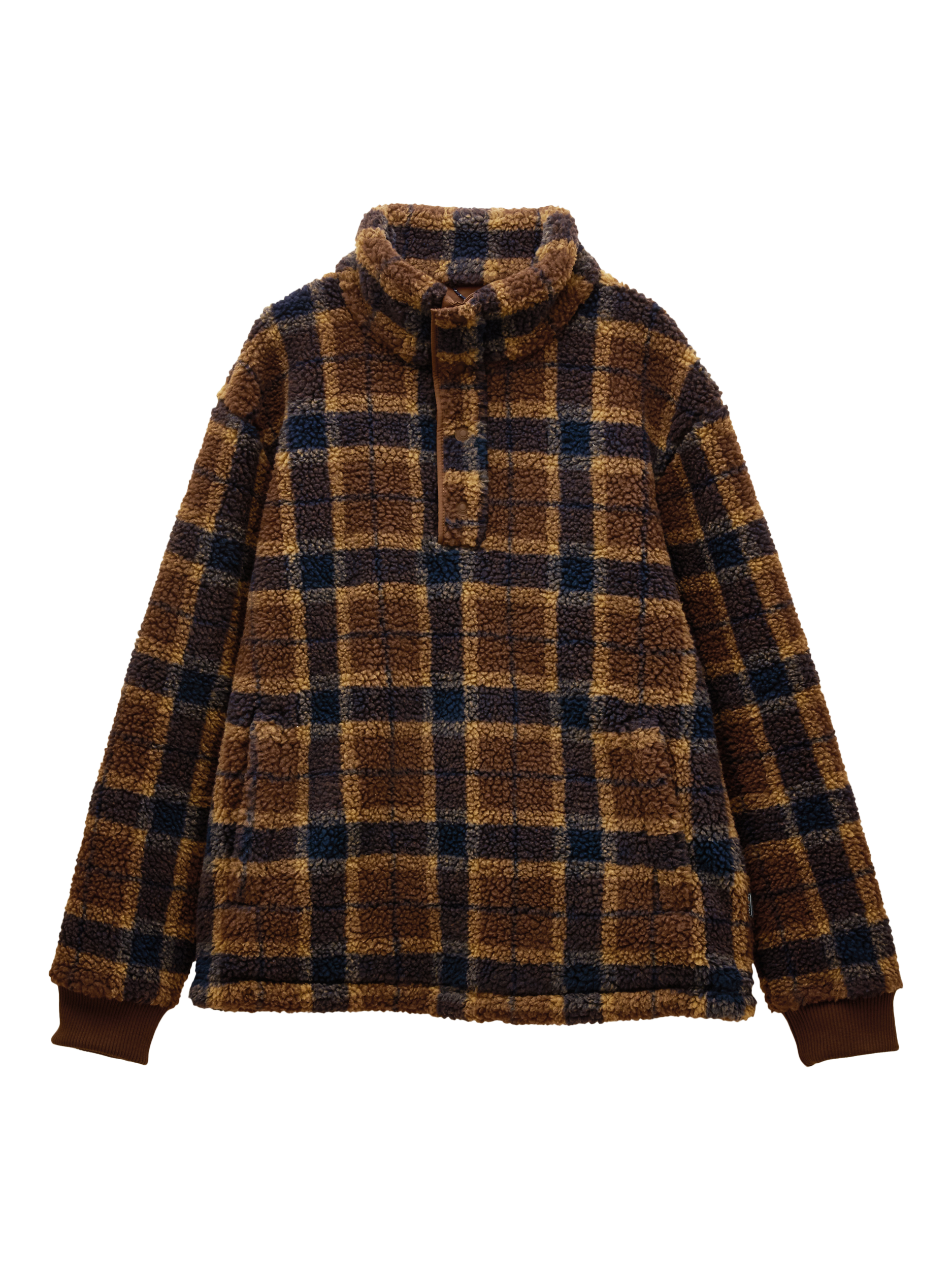 Product image 7 of 8, which shows Joules Overhead Check Borg Fleece Top, Brown, S