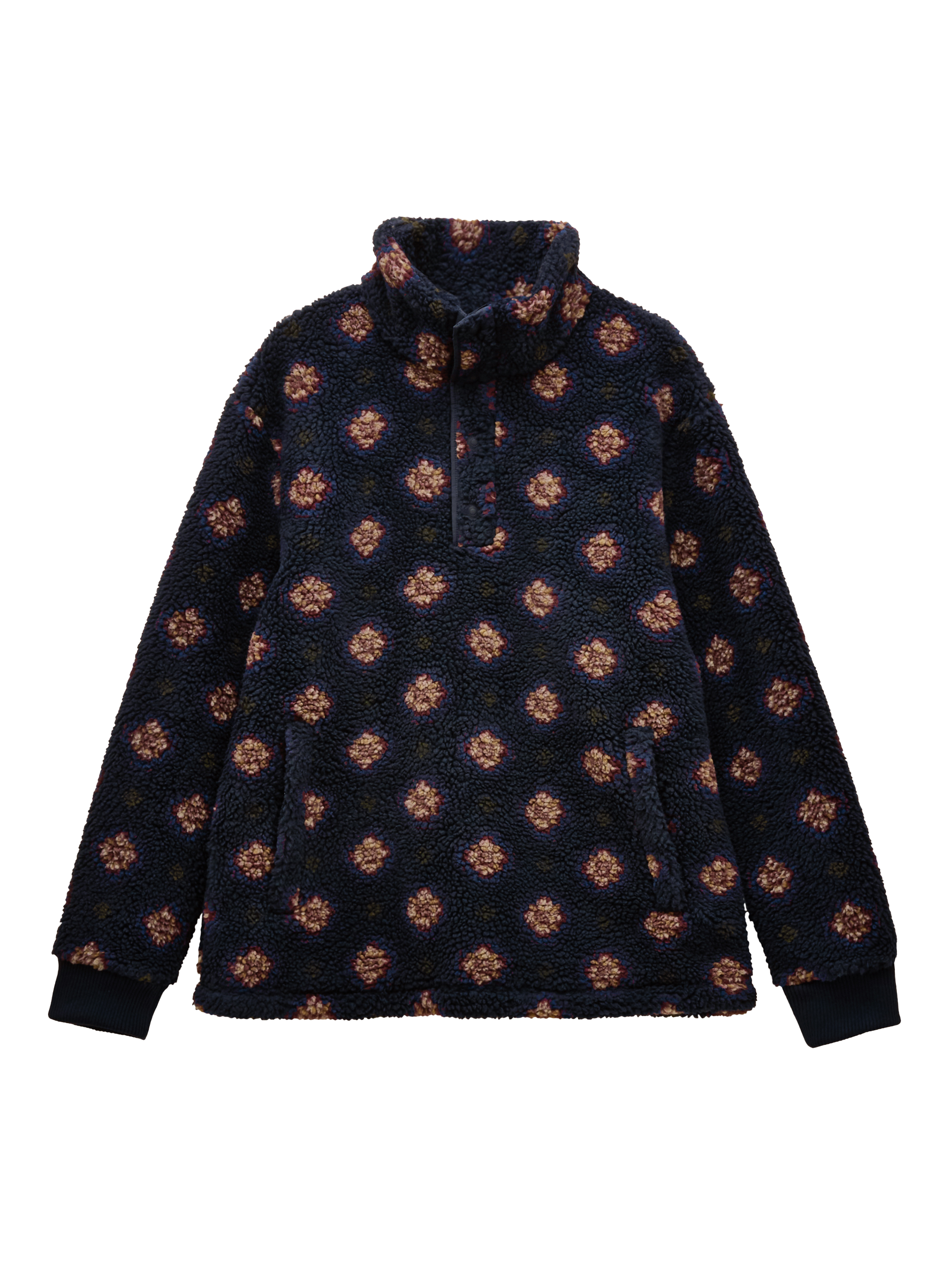 Product image 9 of 9, which shows Joules Printed Borg Fleece Jacket, Navy, S