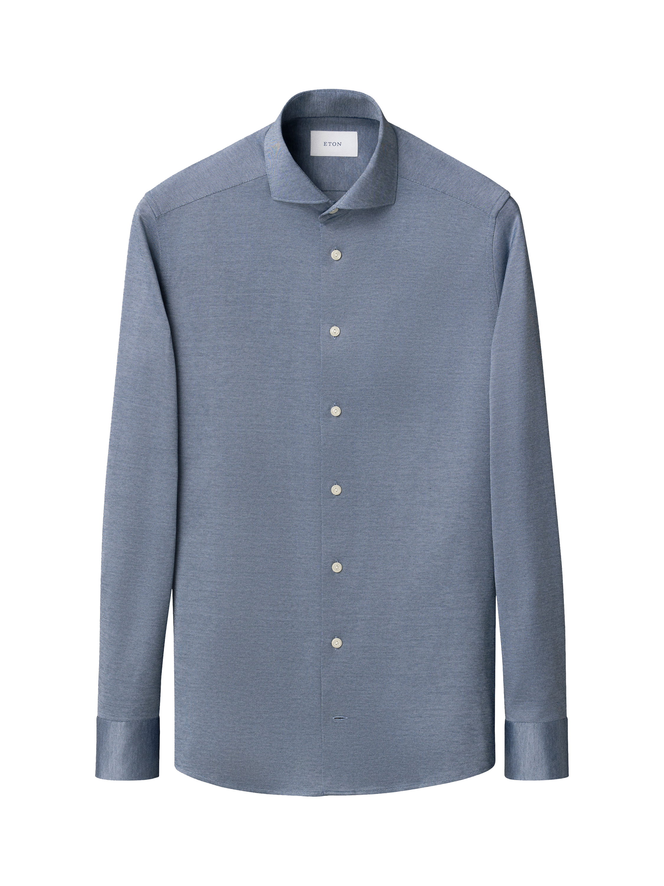 Product image 1 of 4, which shows Eton Jacquard Jersey Cotton Knit Shirt, Dark Blue, 14.5