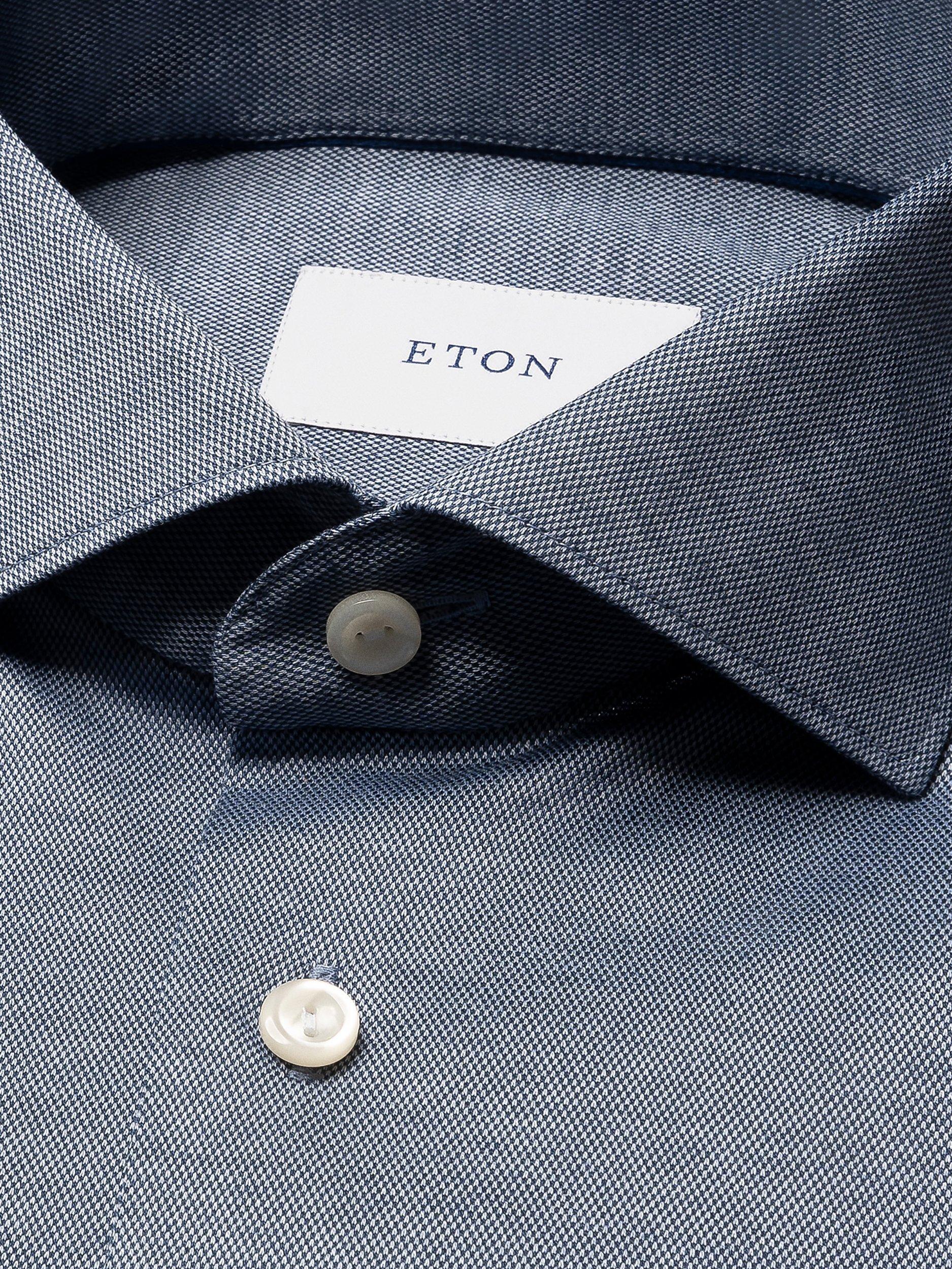 Product image 2 of 4, which shows Eton Jacquard Jersey Cotton Knit Shirt, Dark Blue, 14.5