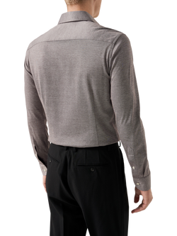 Eton Jacquard Jersey Cotton Knit Shirt - view 2, Brown