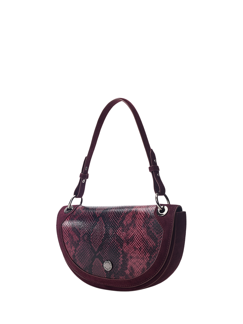 Product image 2 of 4, which shows Moda In Pelle Fillipa Curved Crossbody Bag, Burgundy
