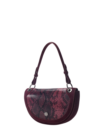 Moda In Pelle Fillipa Curved Crossbody Bag - view 2, Burgundy