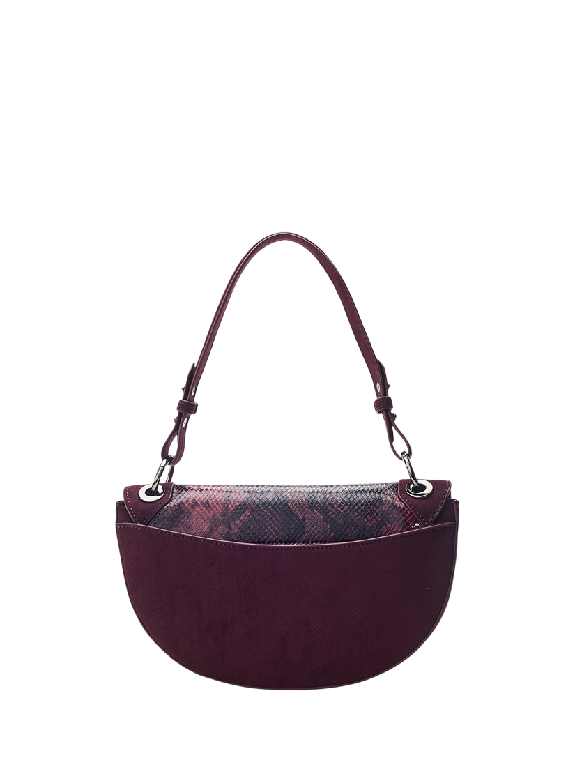 Product image 3 of 4, which shows Moda In Pelle Fillipa Curved Crossbody Bag, Burgundy
