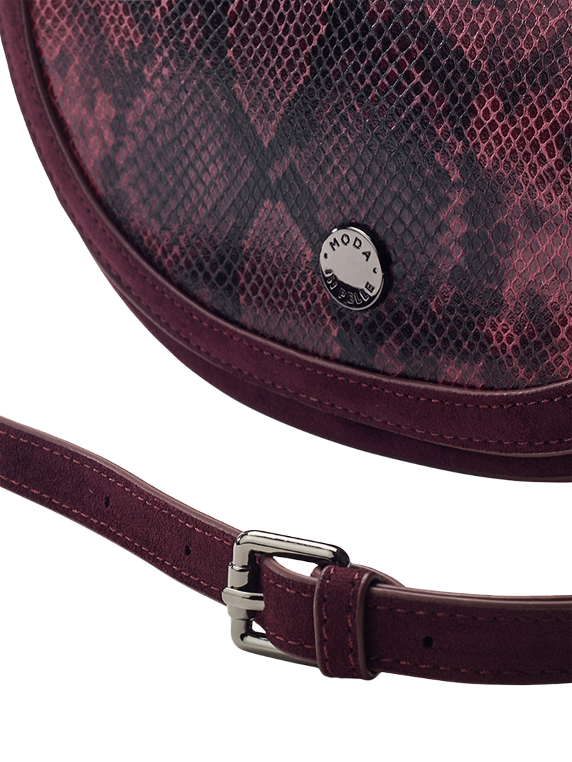 Product image 4 of 4, which shows Moda In Pelle Fillipa Curved Crossbody Bag, Burgundy