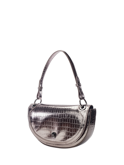 Moda In Pelle Fillipa Curved Crossbody Bag, Pewter - view 2, Pewter