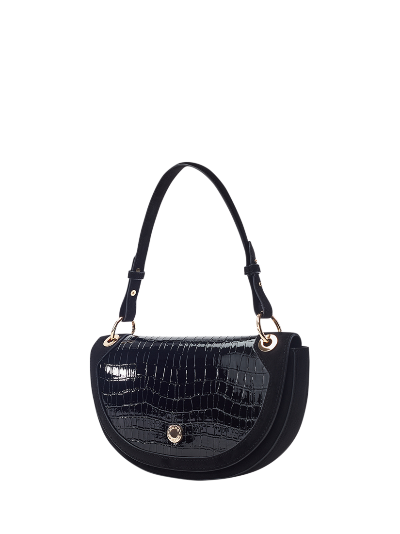 Product image 2 of 4, which shows Moda In Pelle Fillipa Curved Crossbody Bag, Black