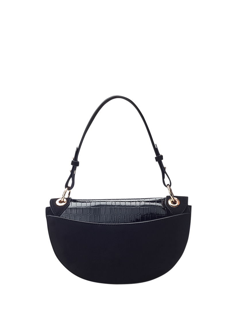 Product image 3 of 4, which shows Moda In Pelle Fillipa Curved Crossbody Bag, Black