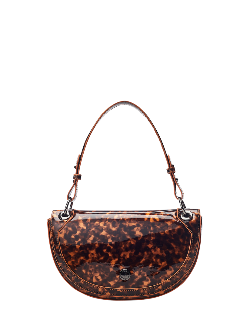Product image 1 of 4, which shows Moda In Pelle Fillipa Curved Crossbody Bag, Brown/Multi