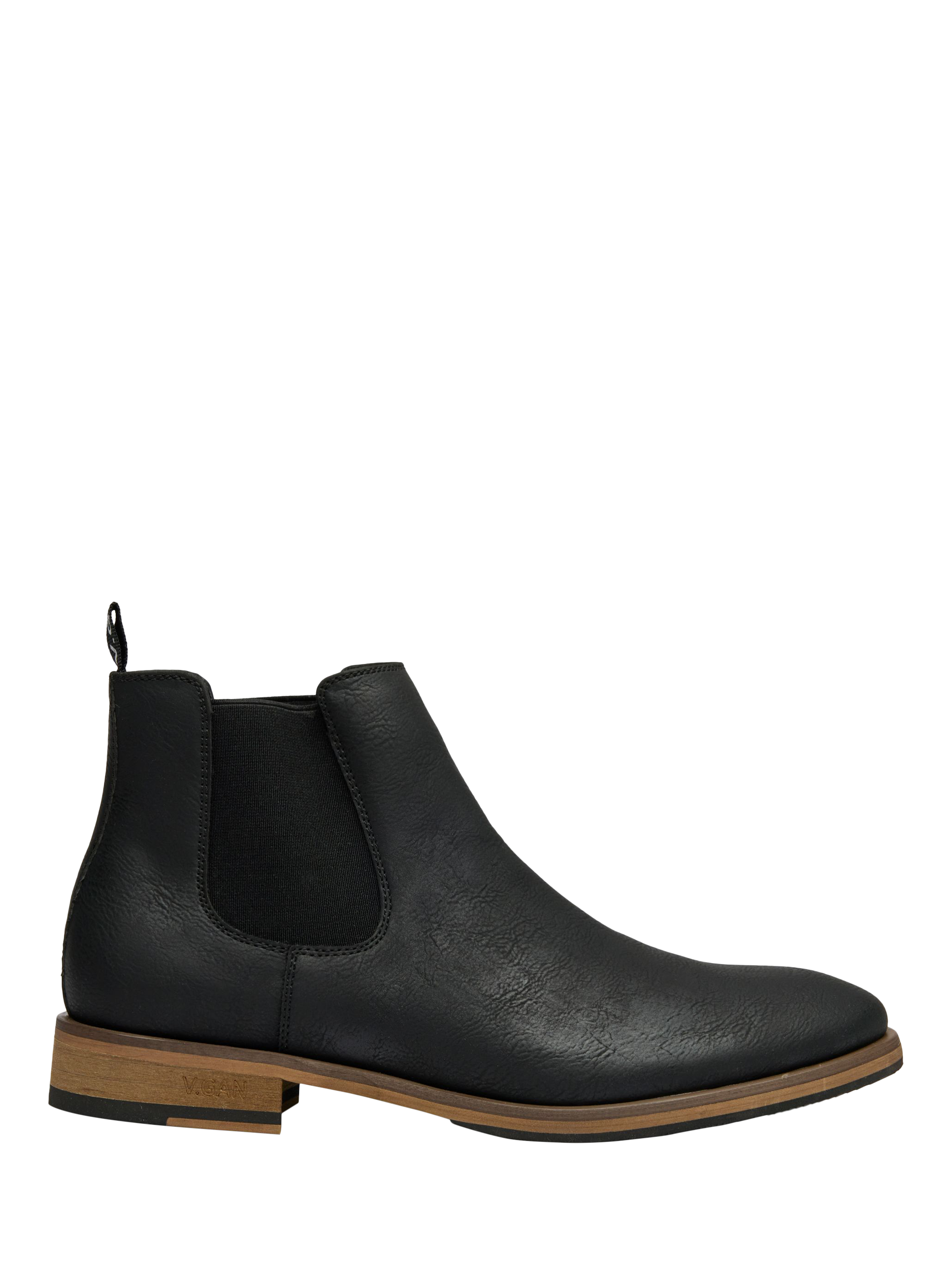 Product image 1 of 4, which shows V.GAN Vegan Cardamom Pull-On Chelsea Boots, Black, 6