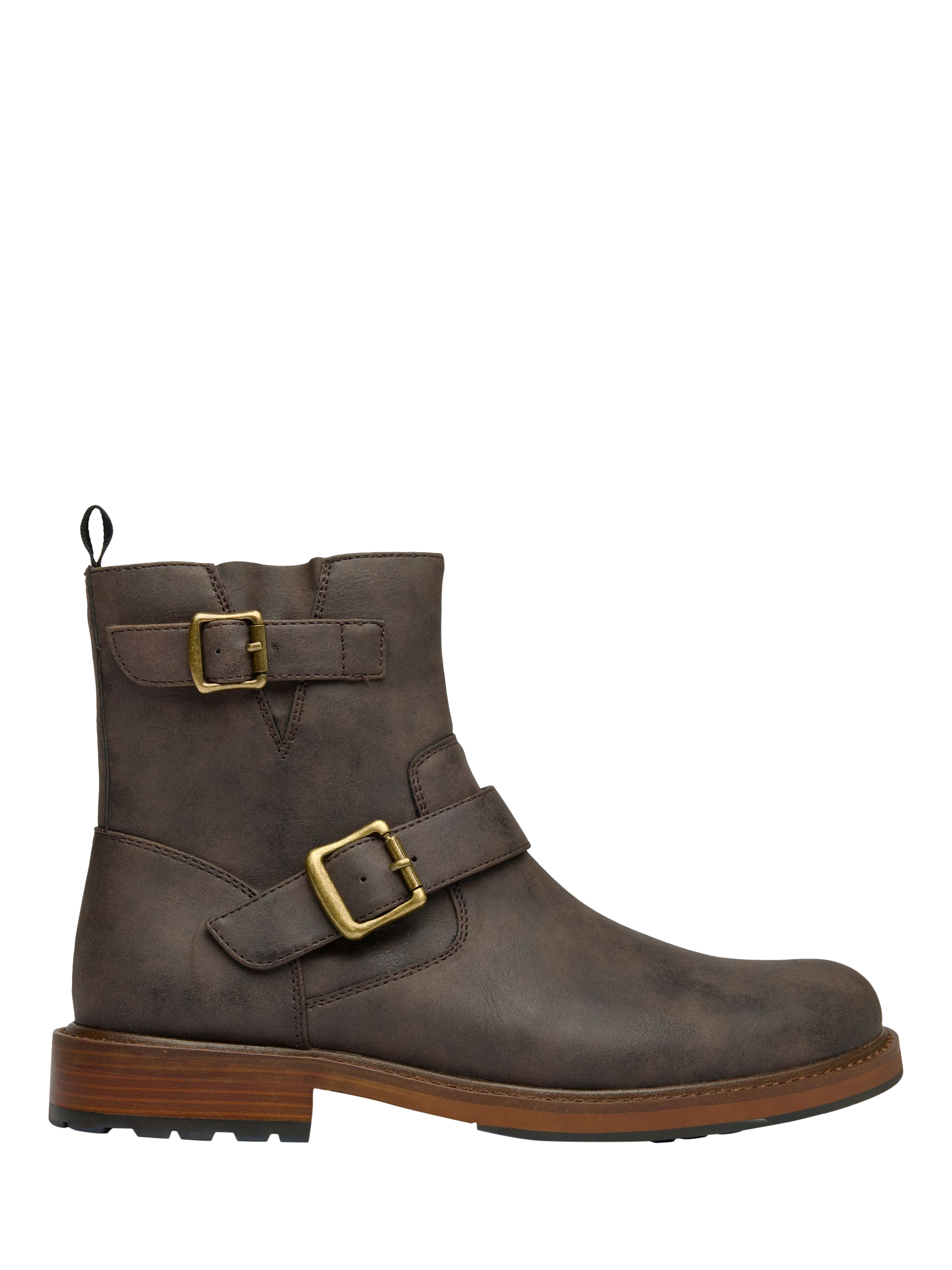Product image 1 of 4, which shows V.GAN Vegan Arug Pull-On Biker Boots, Brown, Brown, 7