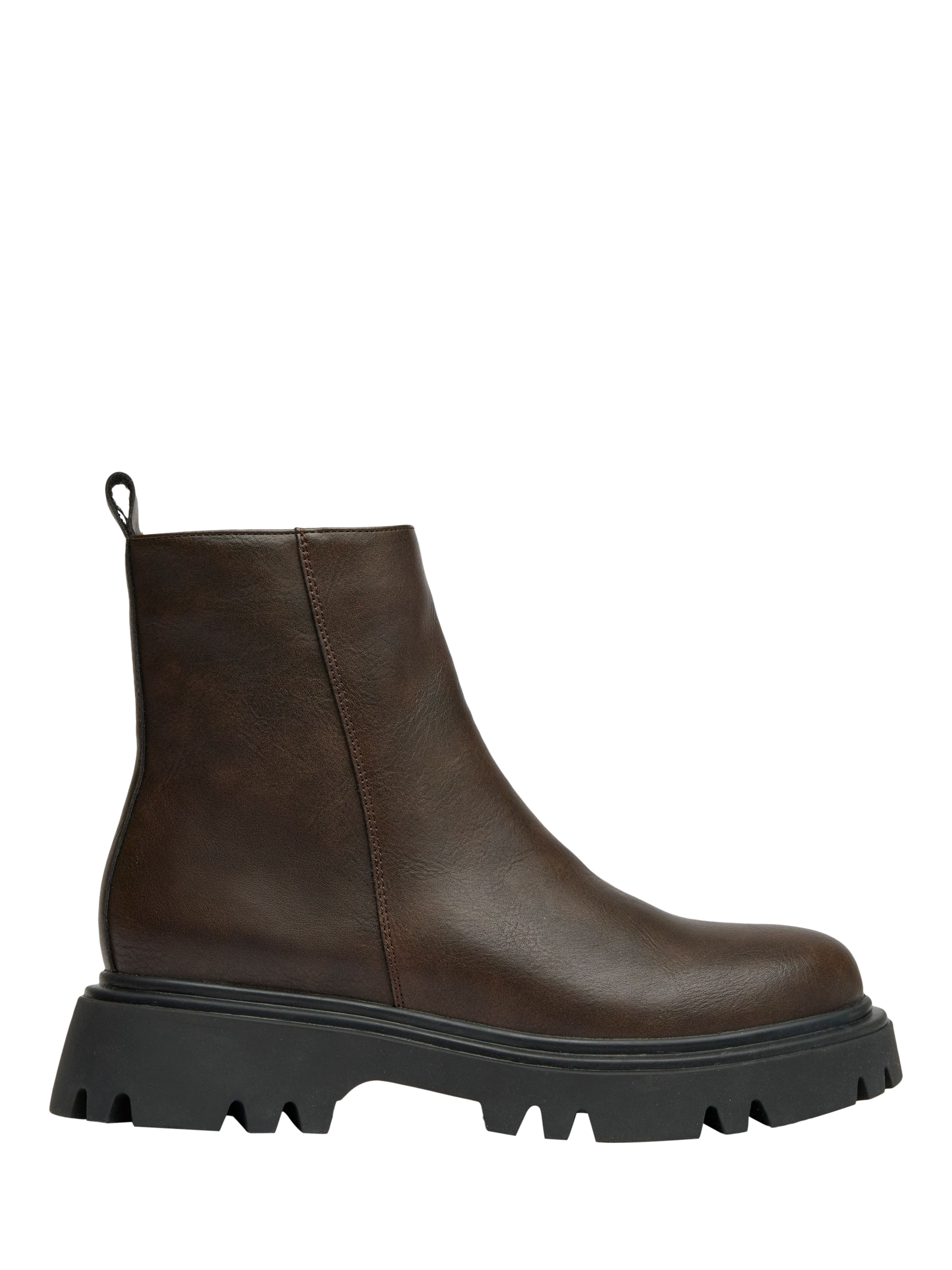 Product image 1 of 4, which shows V.GAN Vegan Cameo Zip Ankle Boots, Brown, 3