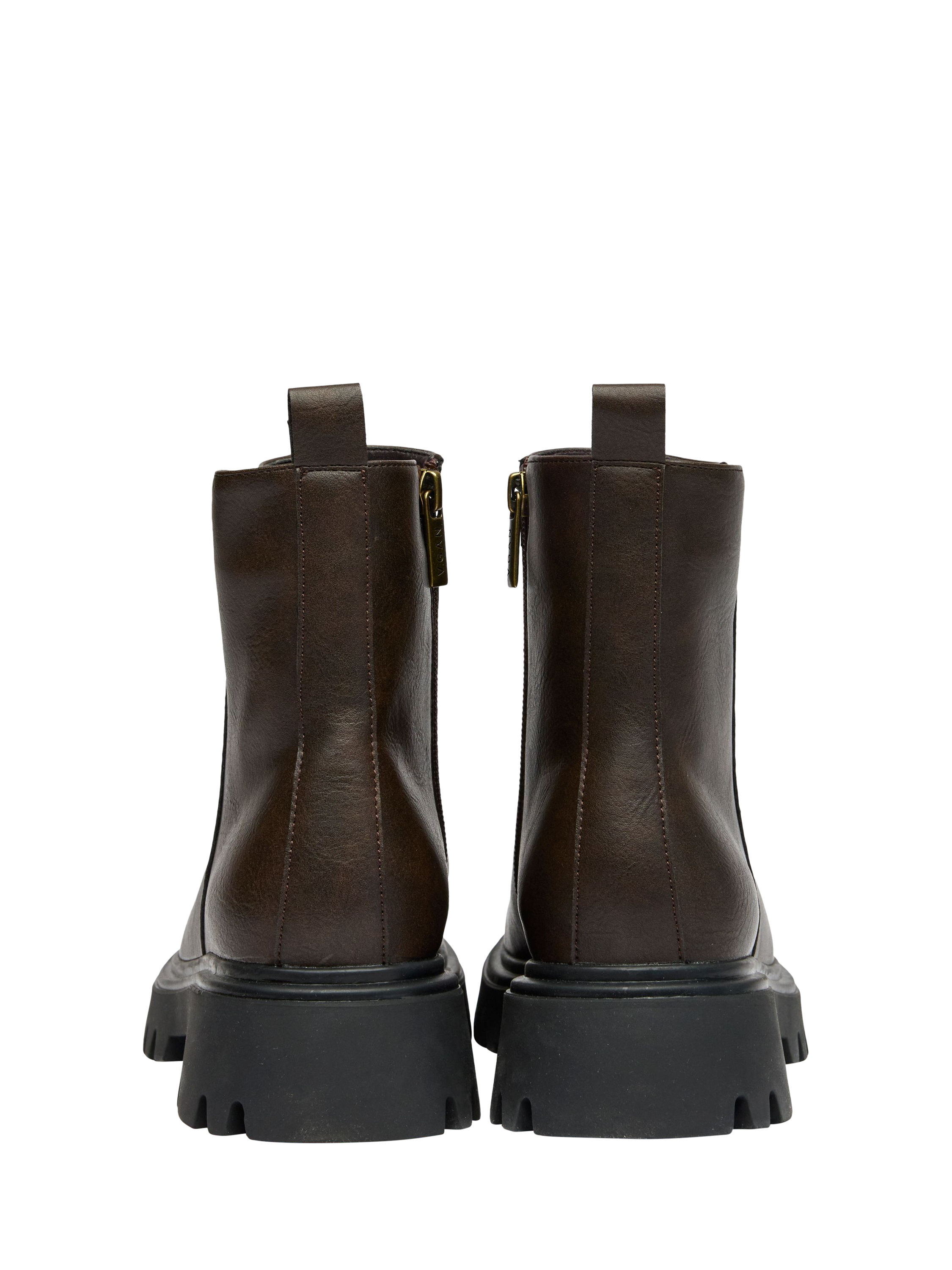 Product image 3 of 4, which shows V.GAN Vegan Cameo Zip Ankle Boots, Brown, 3
