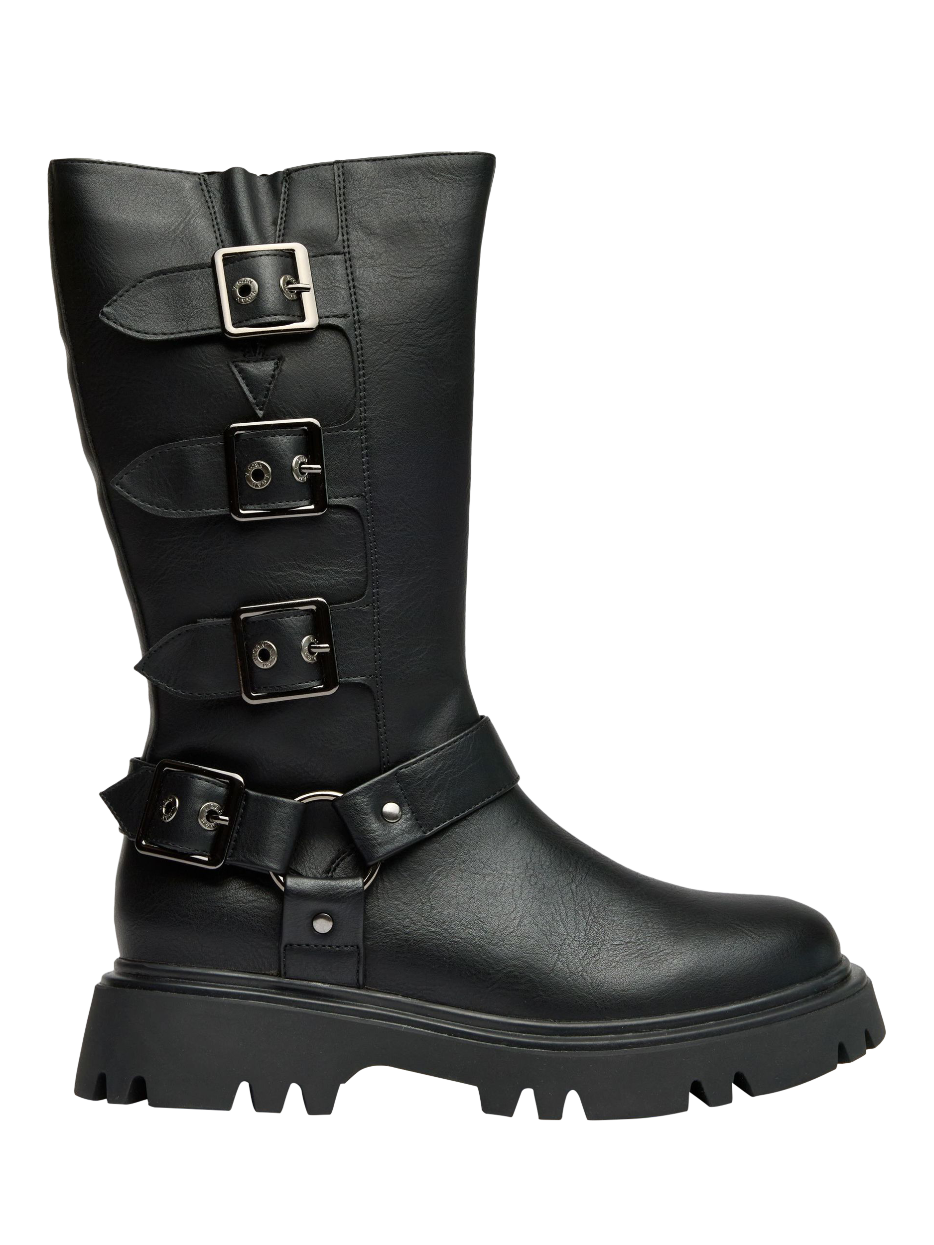 Product image 1 of 4, which shows V.GAN Vegan Cosmic Biker Boots, Black, 3
