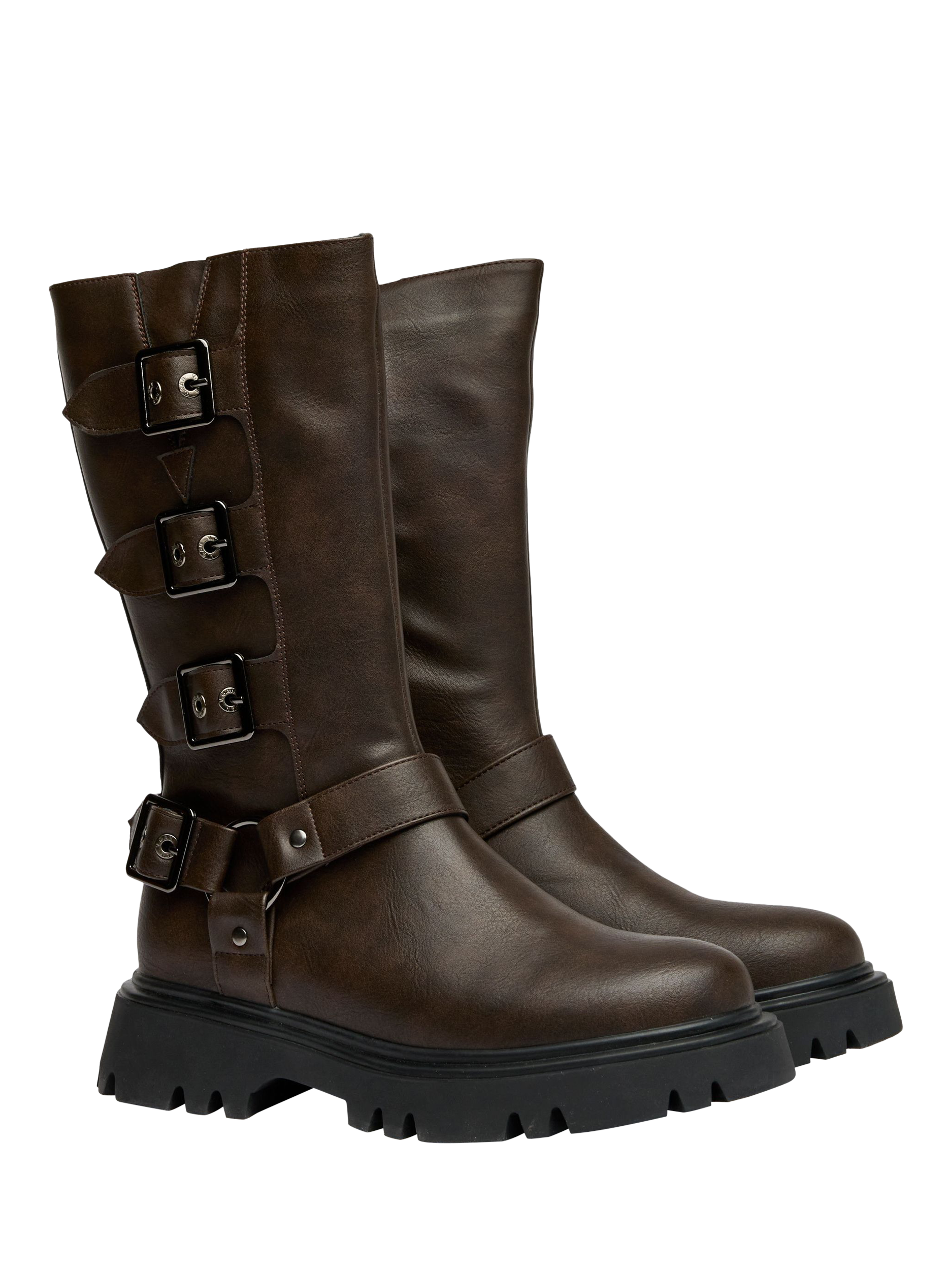 Product image 2 of 4, which shows V.GAN Vegan Cosmic Biker Boots, Brown, 3